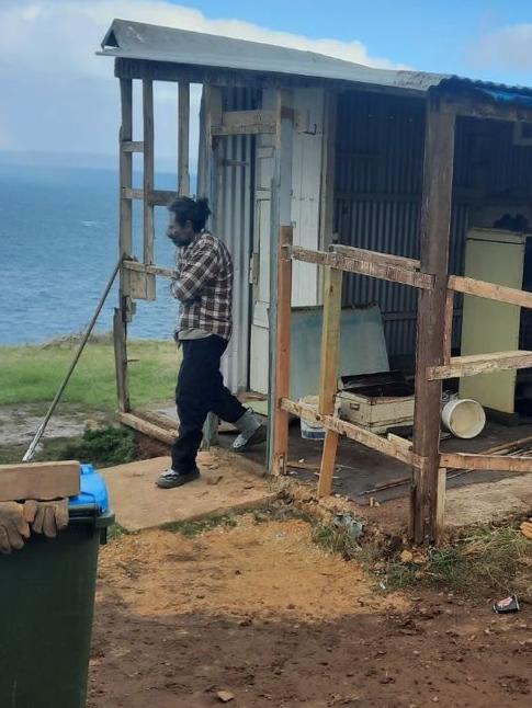 A man, alleged by SA Police to be George Lavrentiadis, photographed at a shack neighbouring the one owned by Barry Robertson. Picture: Supplied