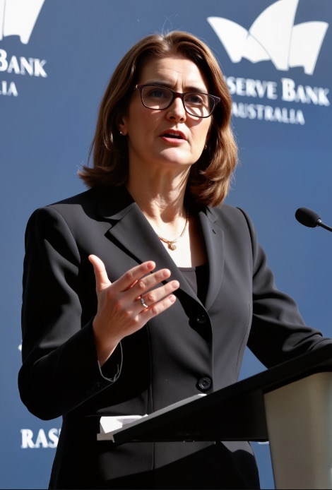 This is not a photo of the RBA's Michele Bullock. It was created with AI. Picture: Supplied.