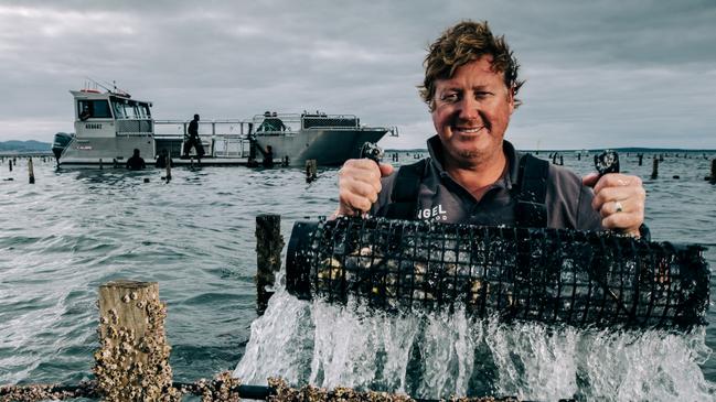 Company founder and CEO of Angel Seafood Zac Halman checking stock in preparation for harvest.