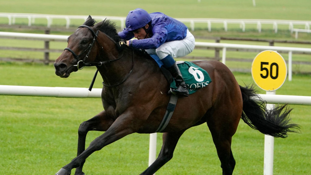 KILDARE, IRELAND - SEPTEMBER 15: William Buick riding Pinatubo win The Goffs Vincent O'Brien National Stakes at Curragh Racecourse on September 15, 2019 in Kildare, Ireland. (Photo by Alan Crowhurst/Getty Images)