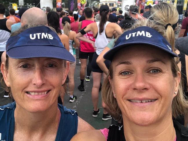 Right: Zali Steggall, independent MP for Warringah, and friend Susan, who are both members of the Ultra Trail du Month Blanc group. They are pictured at a 10km fun run on the northern beaches. Picture: Supplied.