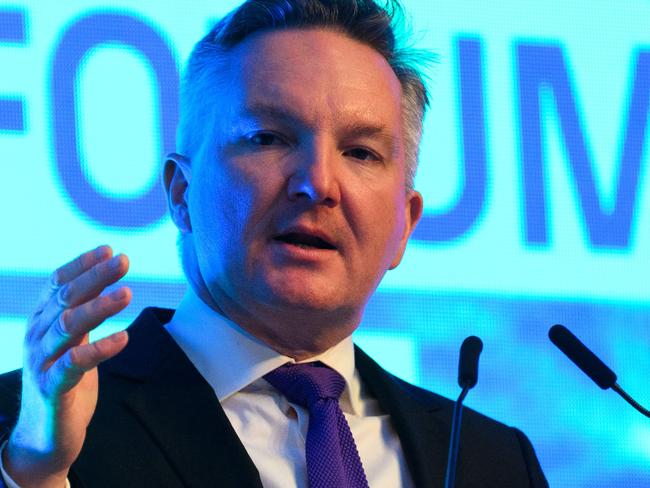 SYDNEY, AUSTRALIA - NewsWire Photos July 12, 2022: Minister for Climate Change and Energy Chris Bowen giving a speech at The Sydney Energy Forum, Sydney. Picture: NCA NewsWire / James Gourley - POOL via NCA NewsWire