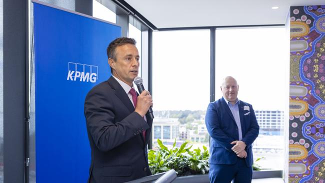 KPMG Geelong boss Paul Robson and associate director Matthew Fletcher at the launch of the firm’s Geelong Economic Blueprint. Photo: Pam Hutchinson.