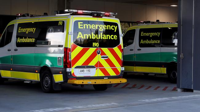 ADELAIDE, AUSTRALIA - NewsWire Photos May 31, 2024: Ambulances parked  at the Royal Adelaide Hospital. Ramping Picture: NewsWire / Kelly Barnes