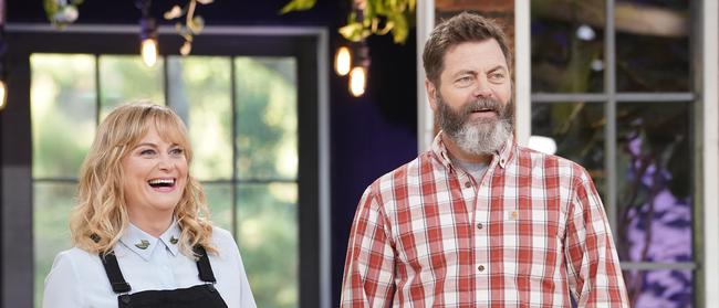 Crafty fun … Amy Poehler and Nick Offerman won a legion of new fans as host of Foxtel Lifestyle series, Making It. Picture: Supplied/Foxtel