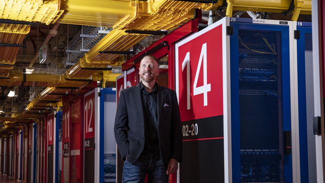 NextDC boss Craig Scroggie, pictured at one of his data centres in Brisbane’s Fortitude Valley, has seen the value of his company surge by billions of dollars as demand for streaming services and other online services surge during the pandemic shutdown. Picture: Mark Cranitch