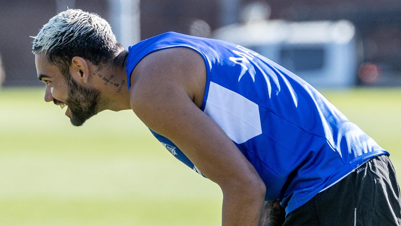 Tarryn Thomas at North Melbourne training. Picture: Jake Nowakowski