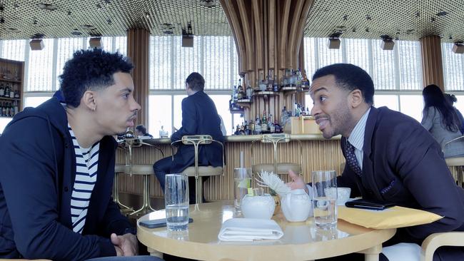 Melvin Gregg and André Holland in High Flying Bird.