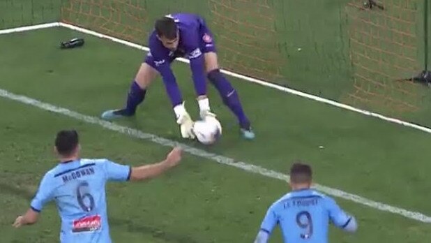 Sydney FC thought this was a goal in the derby. Credit: Fox Sports