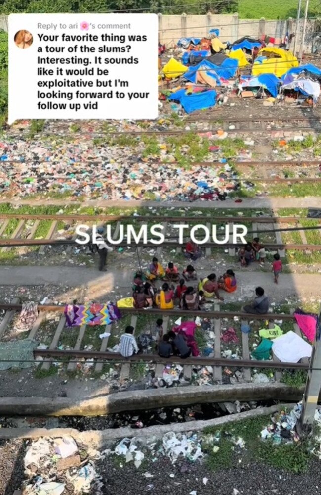 One if her clips on a ‘slums tour’ has since caused a division with some viewers branding it ‘tone deaf’. Picture: TikTok/tarkatims