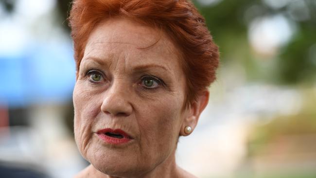 One Nation's Pauline Hanson has attacked Clive Palmer’s $30 million spend on his campaign. Picture: Tricia Watkinson