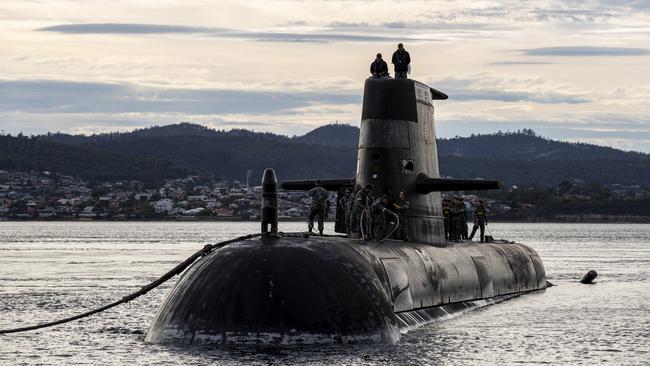 Royal Australian Navy submarine HMAS Sheean in Hobart. Picture: Getty Images