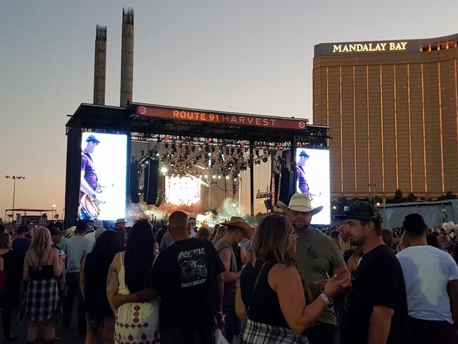 A picture from the Route 91 Harvest Festival in Las Vegas before the attack, taken by Brisbane woman Courtney Cooper. Picture: Supplied