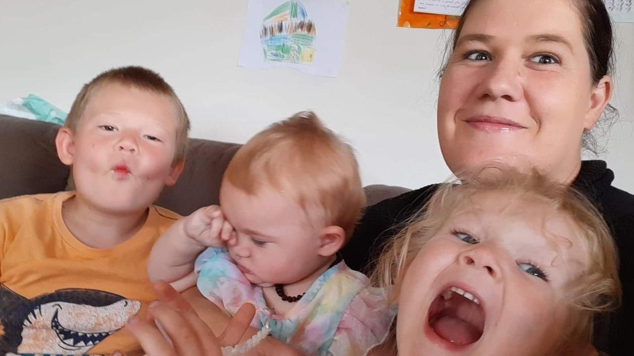 Rebecca Picket with her young children Samuel, Jessica and Billie were preparing to move from their home when a deal to sell the family home to the Department of Housing was unexpectedly cancelled.