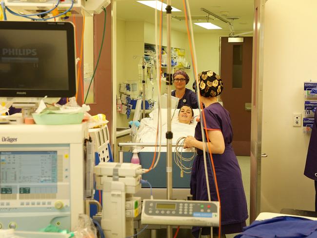 Natalie Kellalea before undergoing a world-first procedure to deliver epilepsy drugs directly to her brain. Picture: Andrew Tauber