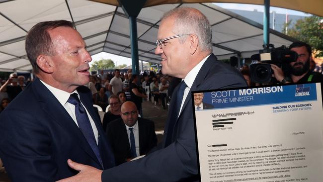 Tony Abbott and Scott Morrison with the letter inset.