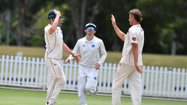 Norths celebrate a wicket Premier grade cricket between Norths and Sandgate. Saturday January 21, 2023. Picture, John Gass