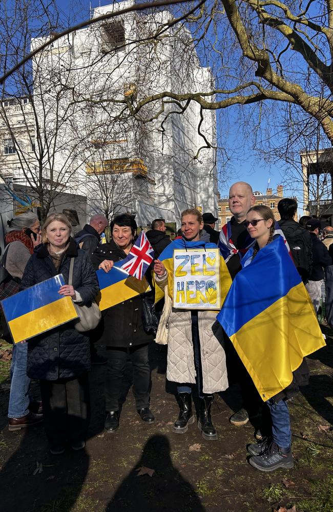 Many people turned out to support Ukraine near Lancaster House in London while the European summit with world leaders was being held. Picture: Sophie Elsworth