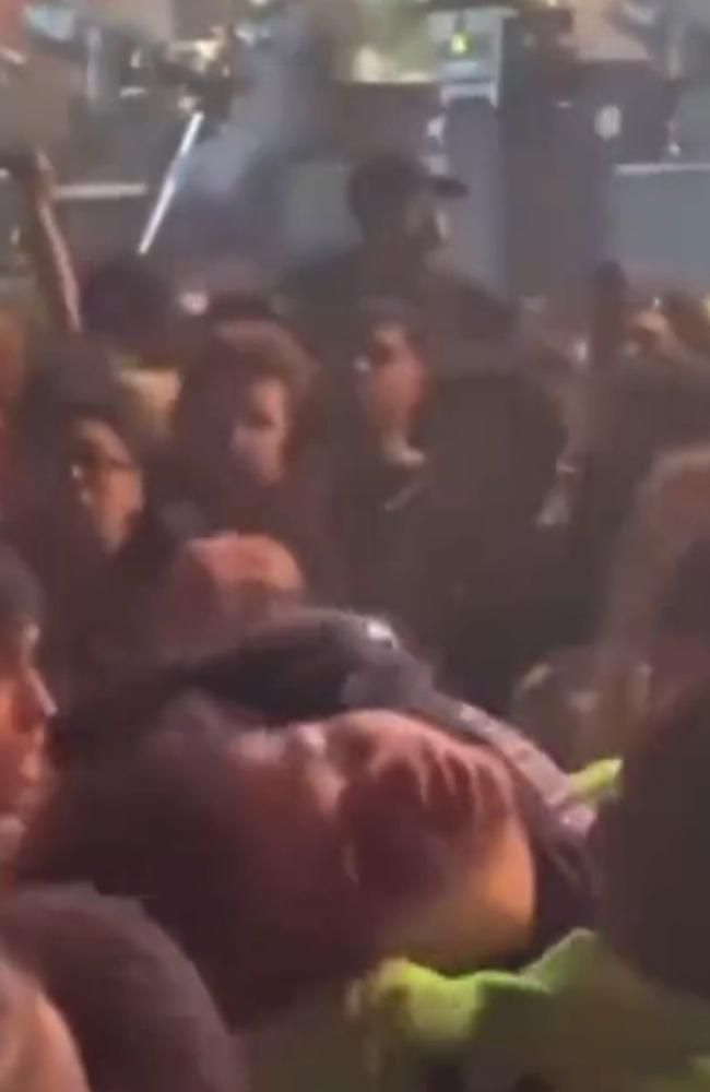 Concertgoers tried to stop the show during the crowd rush. Picture: Twitter,