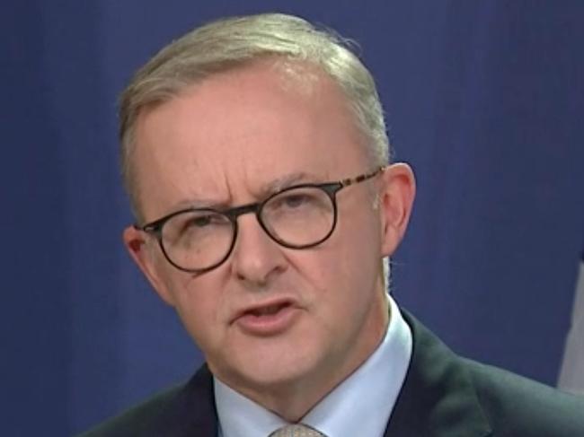 Anthony Albanese holds press conference after election announcement. Picture: Sky News