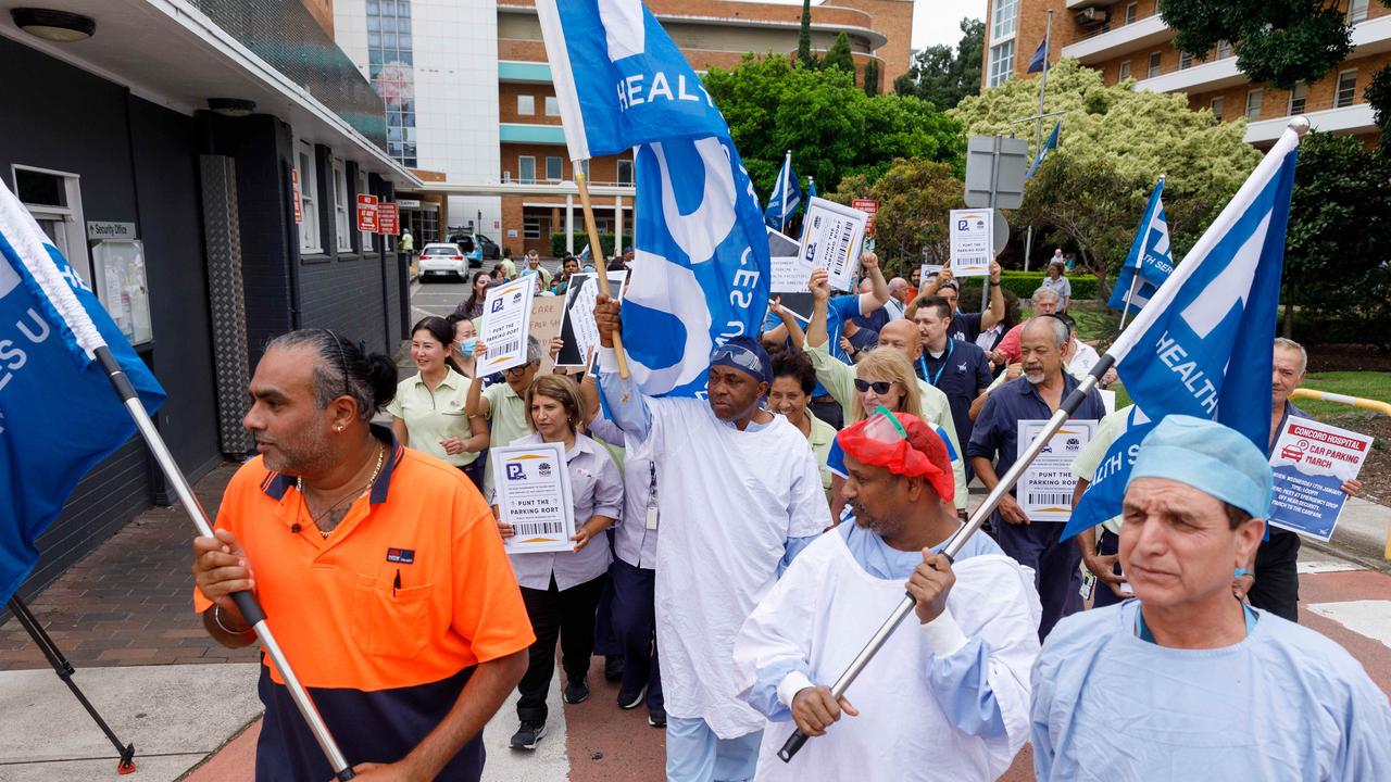 Concord Hospital workers strike. Picture: Max Mason-Hubers