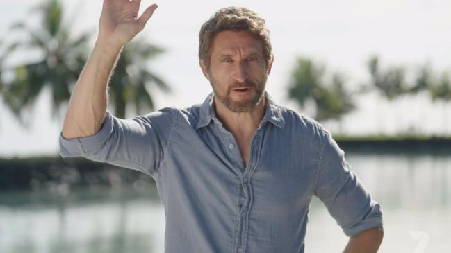 Survivor host Jonathan LaPaglia accepts the award from a remote location. Picture: Channel 7