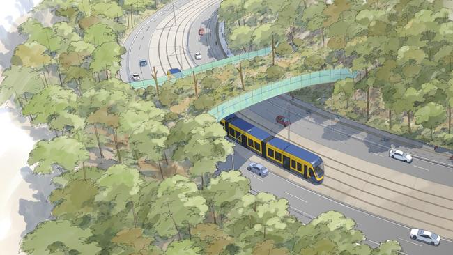 Artist impressions of Gold Coast light rail Stage 3B - Burleigh Heads to Gold Coast Airport. GCB exclusive until March 7 2020. Picture: Supplied