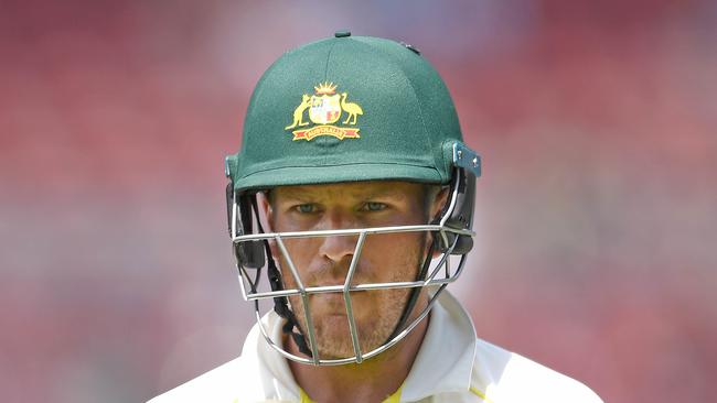 Aaron Finch walks off the field after being controversially dismissed. Picture: Getty