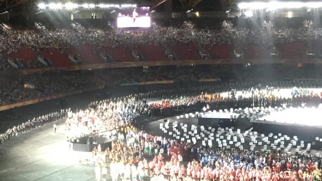 Empty stands during the closing ceremony of the games.