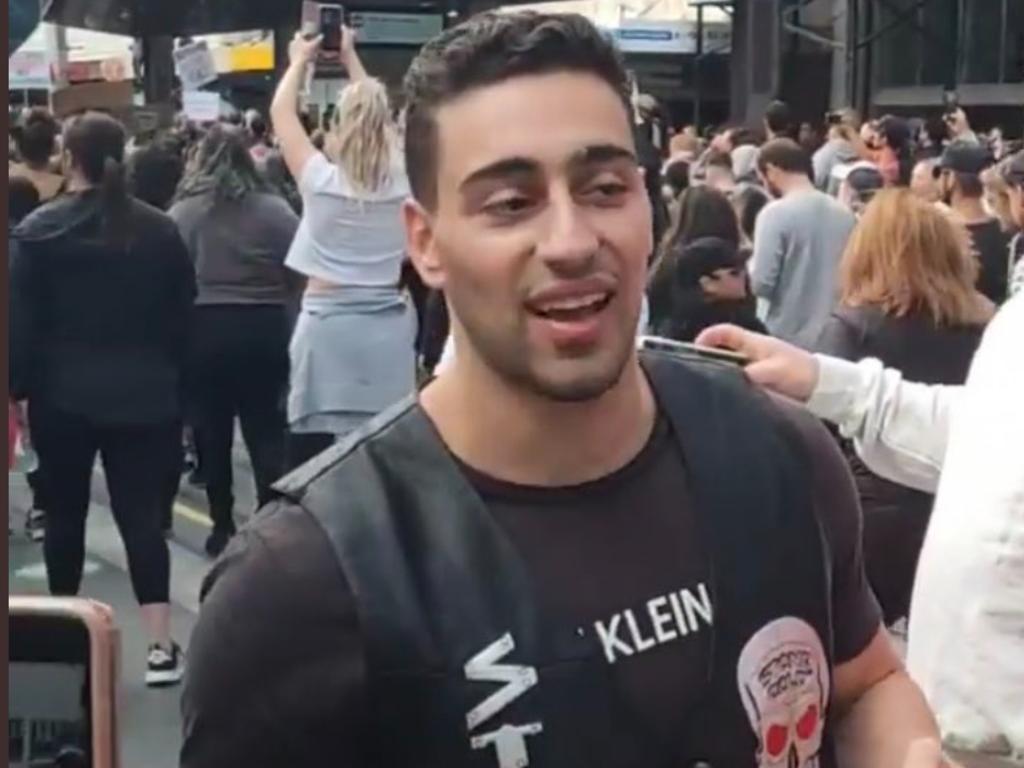 Tiktok guy at the Freedom rally in Sydney's CBD.