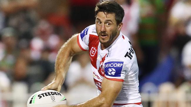 MUDGEE, AUSTRALIA – FEBRUARY 27: Ben Hunt of the Dragons in action during the Charity Shield &amp; NRL Trial Match between the South Sydney Rabbitohs and the St George Illawarra Dragons at Glen Willow Regional Sports Stadium on February 27, 2021 in Mudgee, Australia. (Photo by Mark Metcalfe/Getty Images)