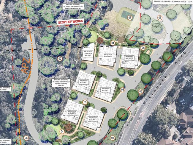 An artist's impression of the layout of the proposed 32-unit seniors living complex on Willandra Rd, Narraweena. Critics say it won’t fit in with the character of the area. Picture: Supplied