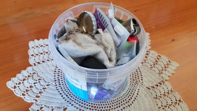 Annie Cowling can fit a week’s worth of garbage into an old 200g feta tub. Picture: Ellen-Maree Elliot