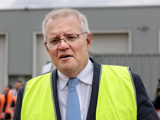 Prime Minister Scott Morrison is in Victoria announcing a $71.2m pharmaceutical project. Picture: NCA NewsWire / David Geraghty.