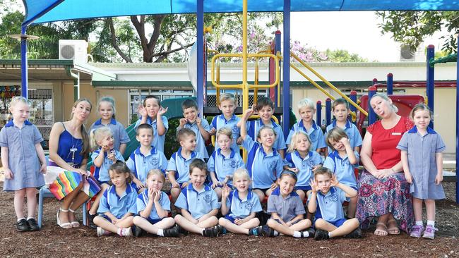 MY FIRST YEAR: Funny faces. Glass House Mountain State School Preps. Picture: Patrick Woods.