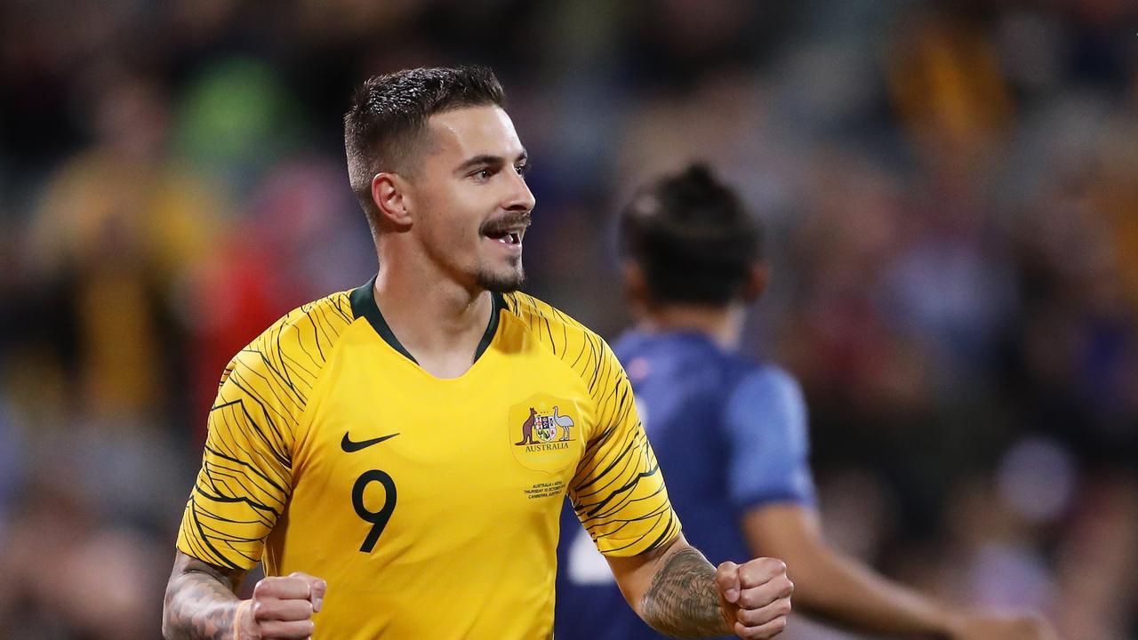 Jamie Maclaren will start for the Socceroos against Chinese Taipei. Picture: Matt King/Getty Images