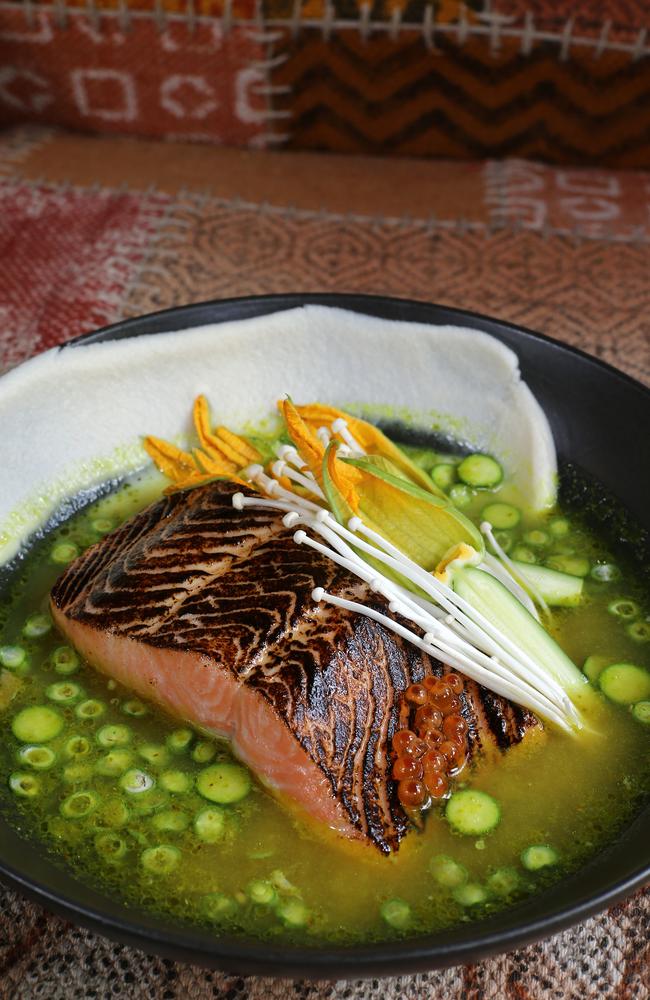 The jungle curry with ocean trout ($48) was deeply satisfying. Picture AAP/David Clark