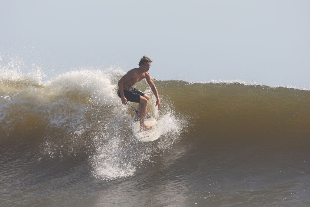 The moves were bigger and the tubes getting longer as the swell from an ex-cyclone sends massive waves onto the Sunshine Coast point breaks. Picture: Nicholas Falconer