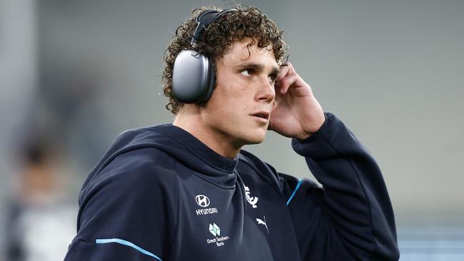 Charlie Curnow rolled his ankle against the Pies. Picture: Michael Willson/AFL Photos via Getty Images