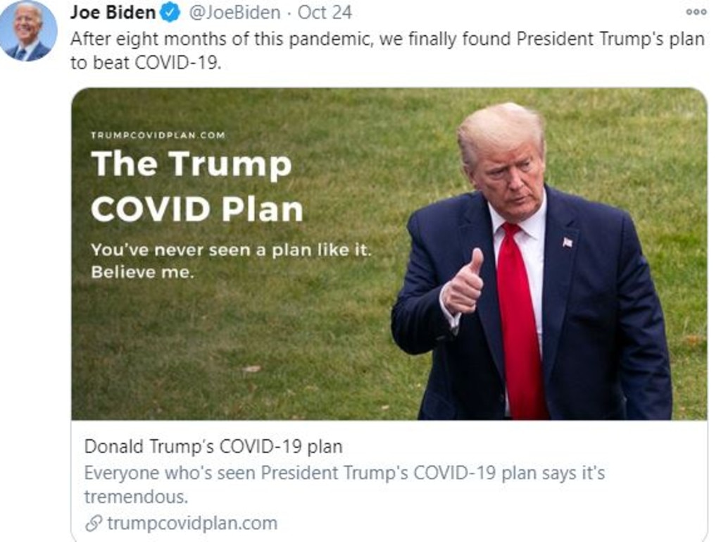 Joe Biden has mocked the President's plan to tackle the ongoing coronavirus crisis in the US.