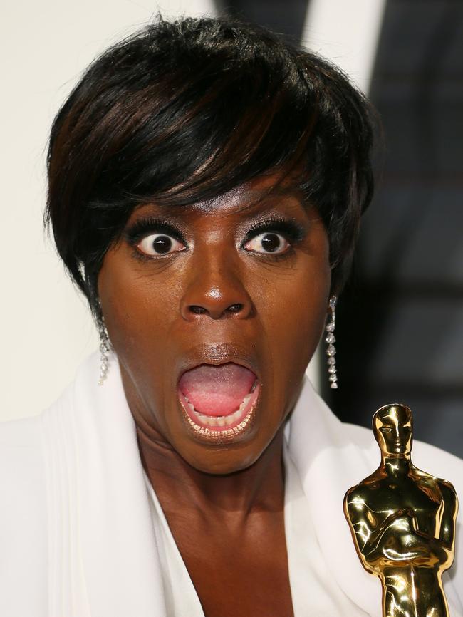 Best Supporting Actress winner Viola Davis arrives at the Vanity Fair party. Picture: AFP/Jean-Baptiste Lacroix