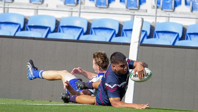 Ipswich SHS's Tre Fotu scoring a try .Picture: Jerad Williams