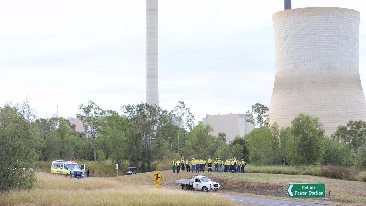 Workers outside the Callide Power Station. Photo: William Debois