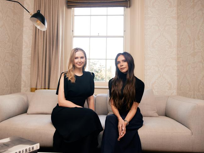Skin in the game! Australian celebrity facialist Melanie Grant, left, and Victoria Beckham, pictured together in London. Picture: Dan Jackson for Victoria Beckham Beauty