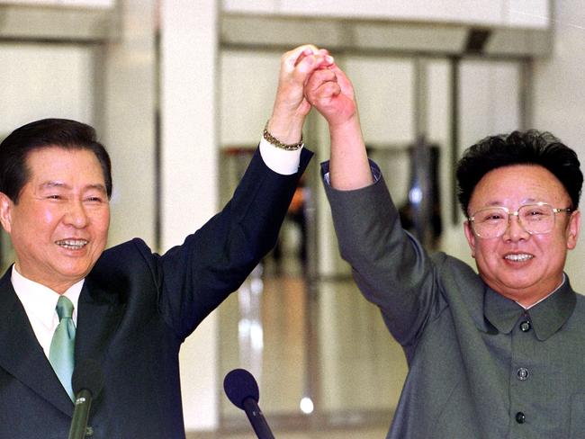 Kim Jong-il, pictured meeting South Korean President Kim Dae-jung in Pyongyang in 2000. Picture: AFP/Yonhap