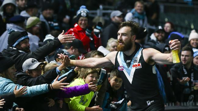 Charlie Dixon with fans after the win. Picture: Sarah Reed