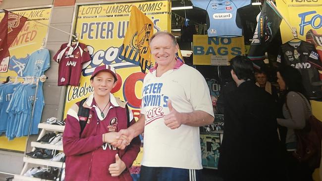 Peter Wynn with a fan in 2008.