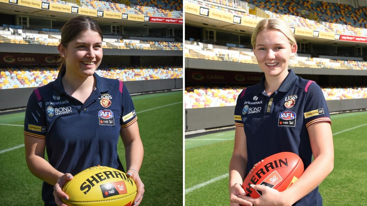 Maggie Harmer and Bella Smith have been drafted to the Brisbane Lions in the AFLW competition. Picture: Deion Menzies