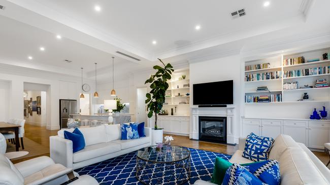 The stunning open-plan kitchen, dining and living area.