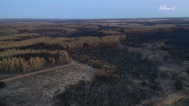 Kangaroo Island fire devastation from the air